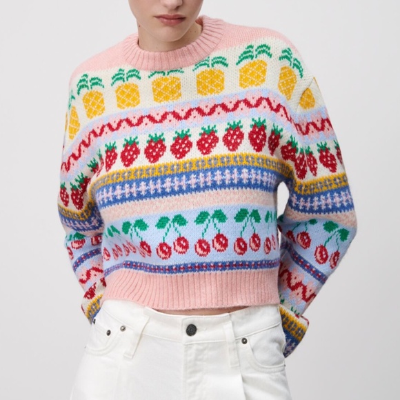 Zara fruit jacquard sweater NWT - Picture 2 of 12